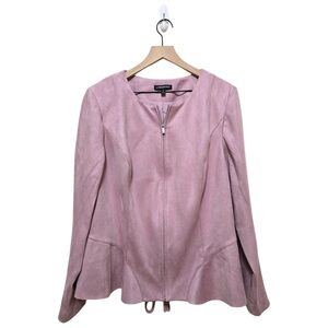 Lane Bryant Pink Faux Suede Women's Blush Pink Blazer with Lace Up Back Detail